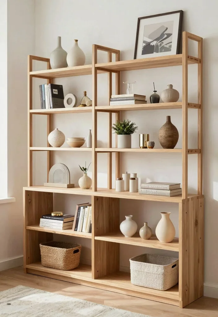 16 Living Room Vanity Ideas: Unexpected Chic Touch - 14. Open Shelving 1