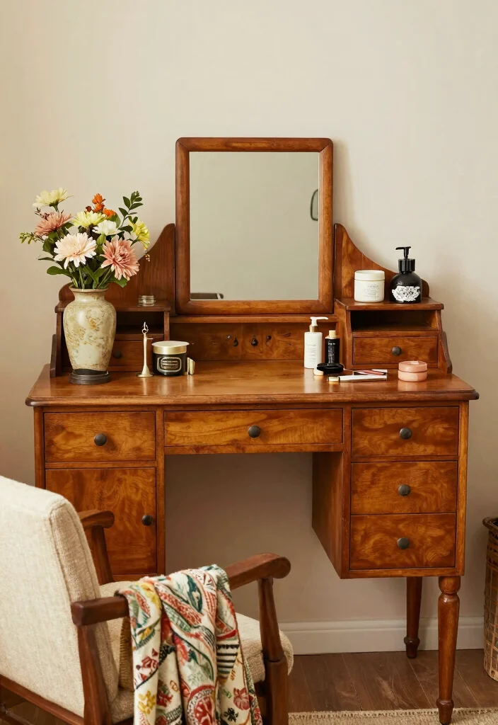 16 Living Room Vanity Ideas: Unexpected Chic Touch - 4. Vintage Finds 1