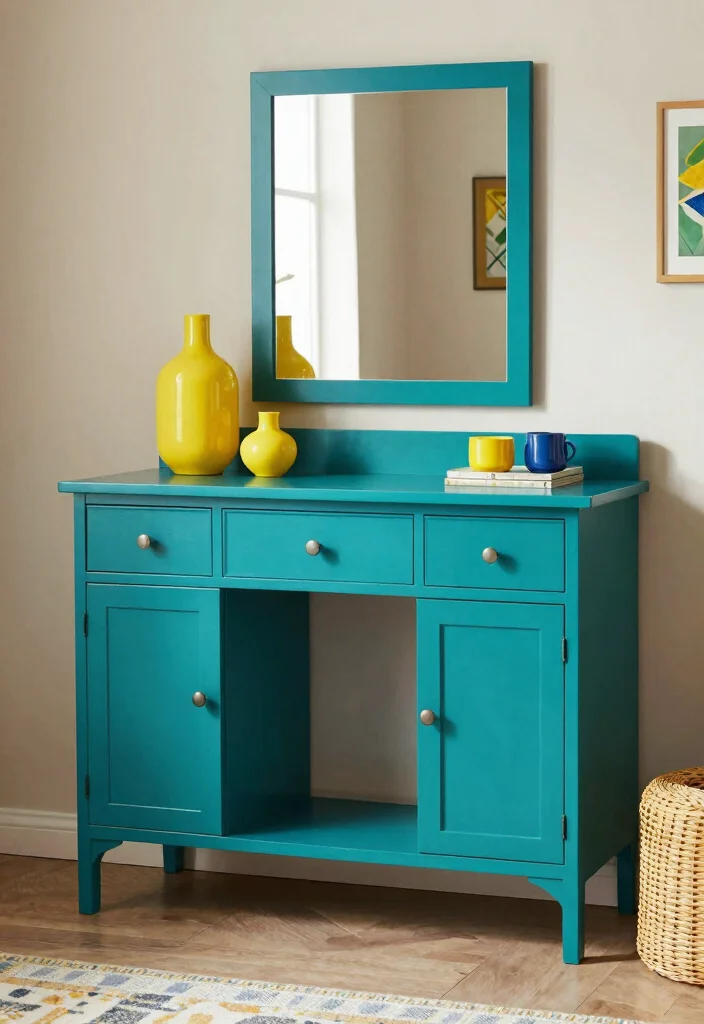 16 Living Room Vanity Ideas: Unexpected Chic Touch - 5. Bright and Bold Colors 1