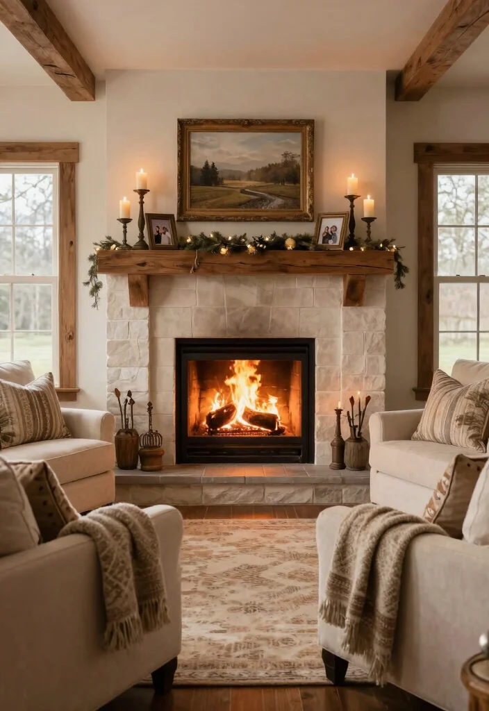 16 Magnolia Living Room Ideas Cozy Modern Farmhouse - 10. Create a Cozy Fireplace Area 1
