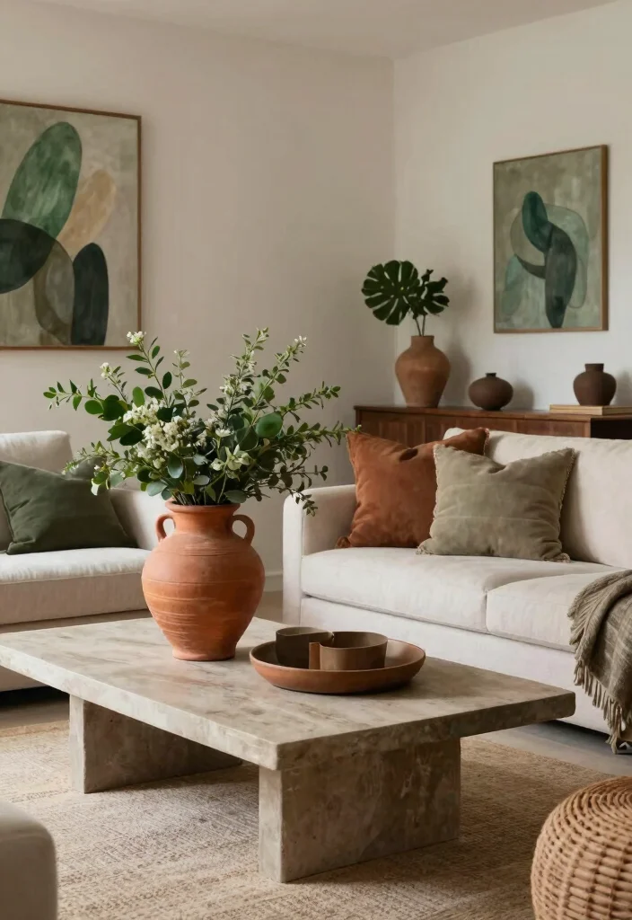 16 Magnolia Living Room Ideas Cozy Modern Farmhouse - 12. Use Earthy Color Accents 1