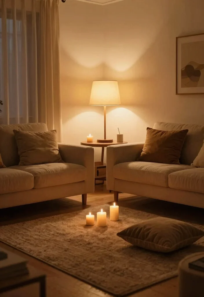 16 Organic Living Room Ideas: Natural Calm and Warm - 10. Adding Warm Lighting 1