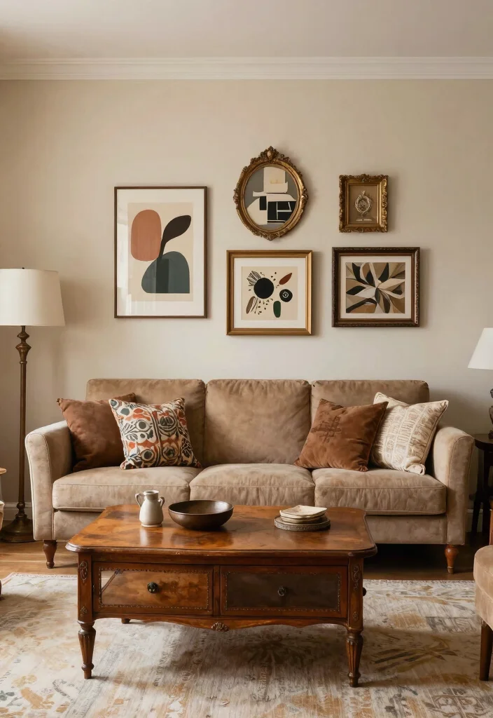 16 Organic Living Room Ideas: Natural Calm and Warm - 11. Mixing Vintage and Modern 1