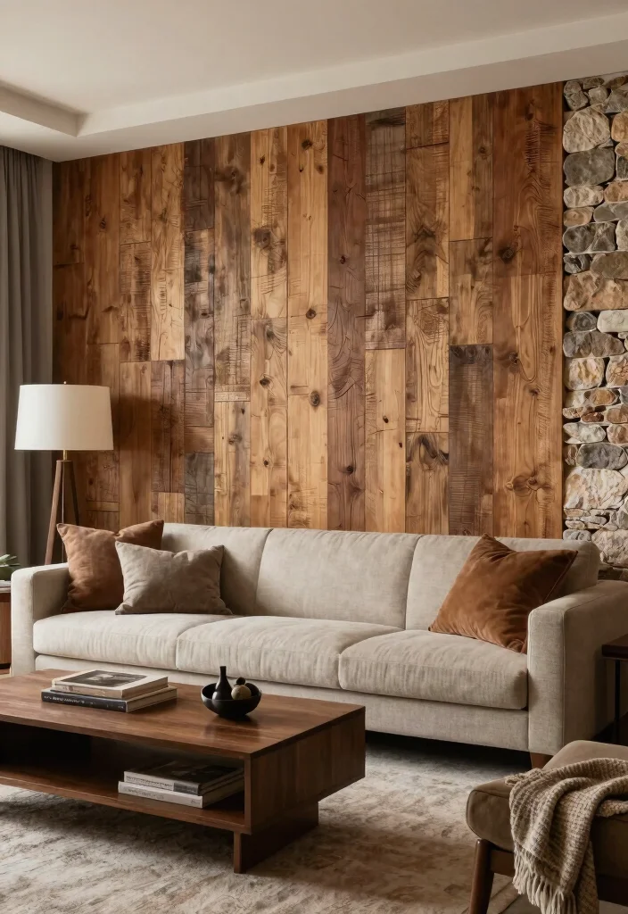 16 Organic Living Room Ideas: Natural Calm and Warm - 13. Textured Wall Treatments 1