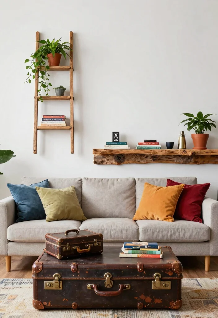 16 Organic Living Room Ideas: Natural Calm and Warm - 5. Upcycled Decor Pieces 1