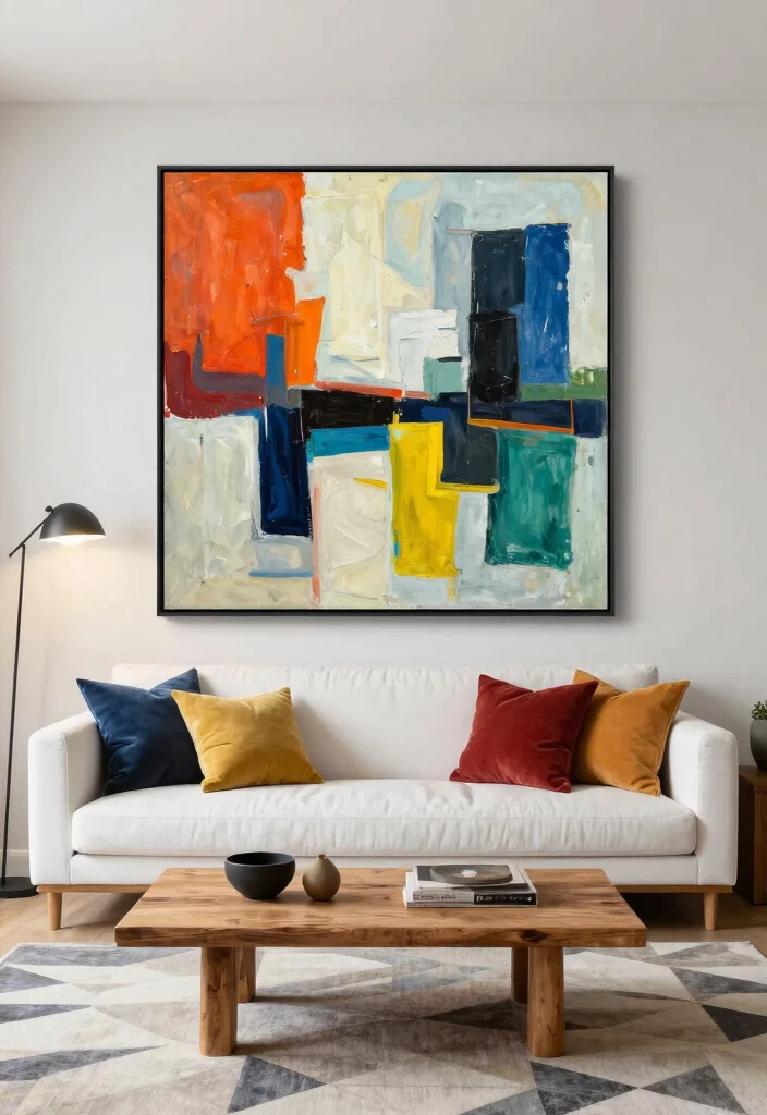 16 Rockstar Living Room Ideas for Edgy Luxurious Vibes - 2. Statement Art Pieces 1