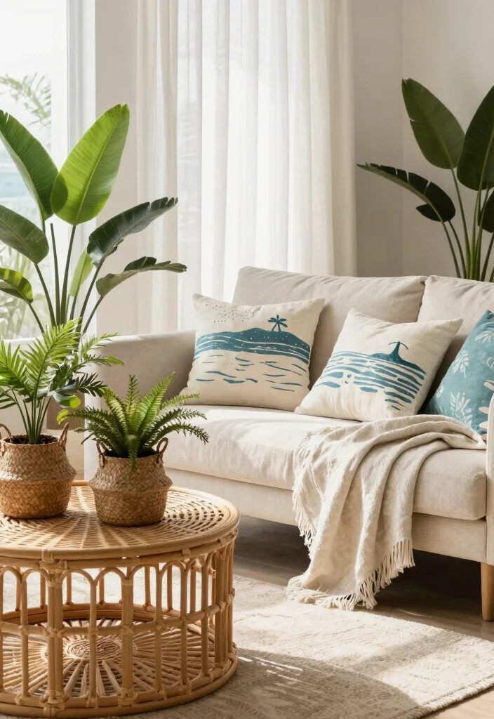 16 Surf Living Room Ideas: Breezy Coastal Cool - 4. Beachy Textures 1