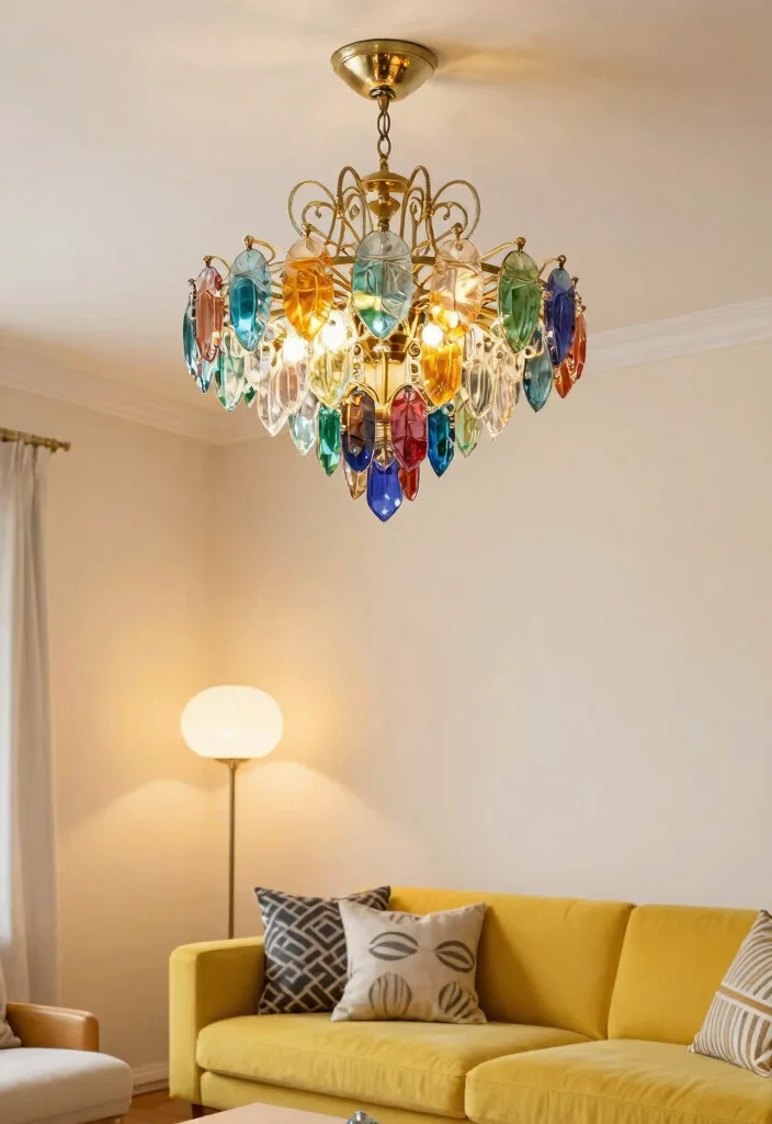 17 80s Living Room Aesthetic Ideas: Retro Bold Nostalgia - 4. Statement Lighting Fixtures 1