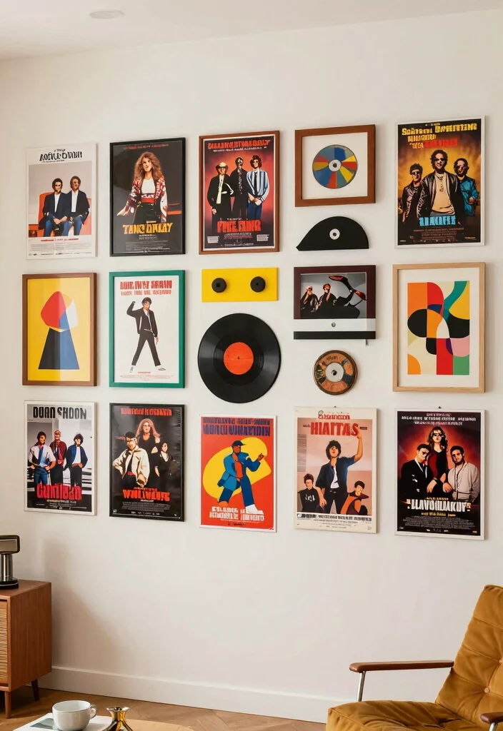 17 80s Living Room Aesthetic Ideas: Retro Bold Nostalgia - 7. Themed Wall Art 1