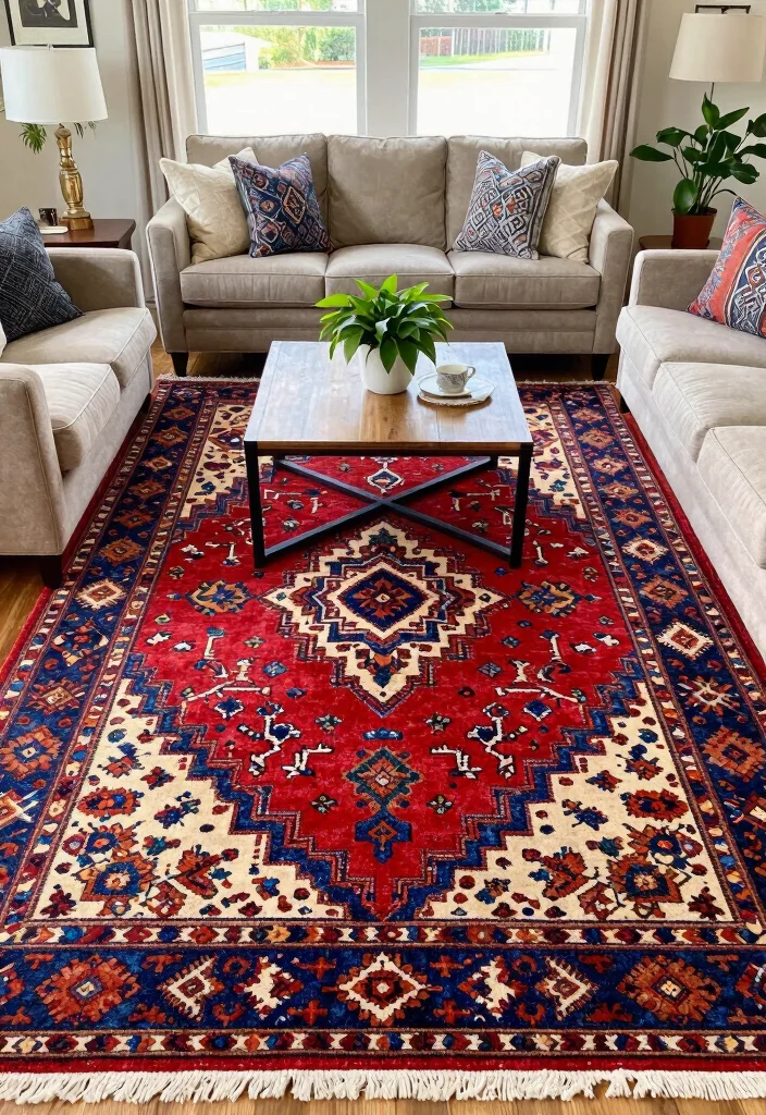 17 Arhaus Living Room Ideas Cozy Modern and Elevated - 8. Statement Rugs to Anchor the Space 1