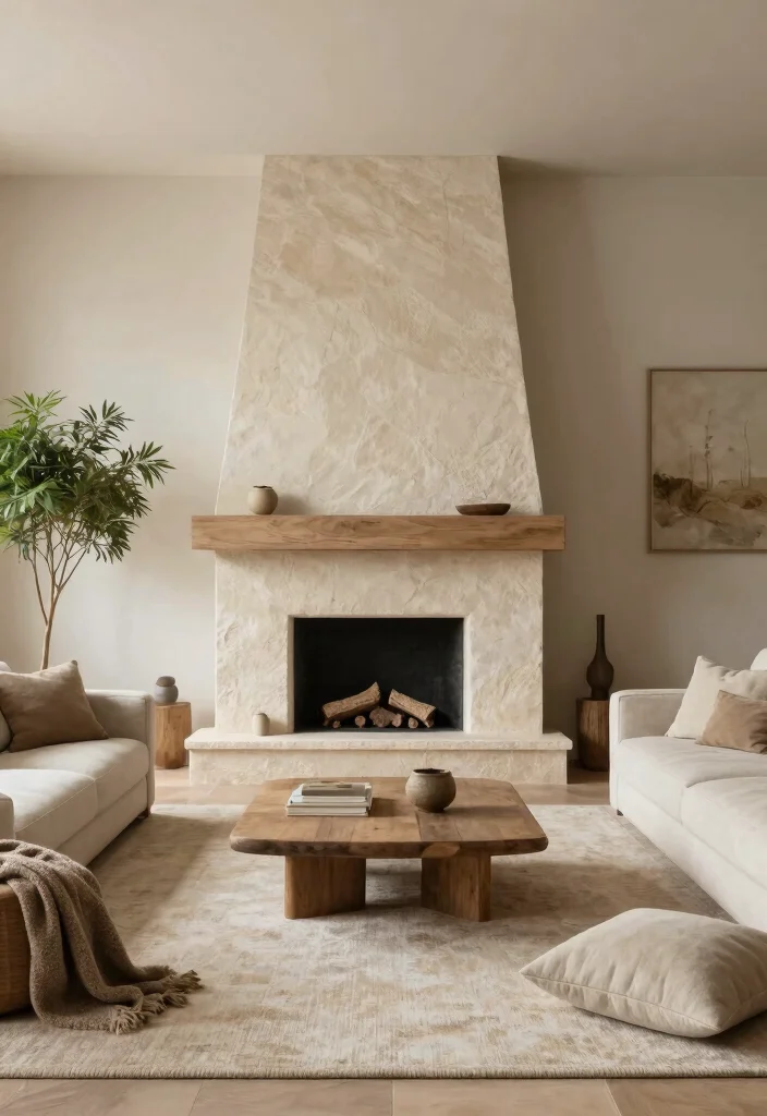 17 Chimney Living Room Ideas: Cozy Focal Point Designs - 11. Zen Retreat: Peaceful and Meditative 1