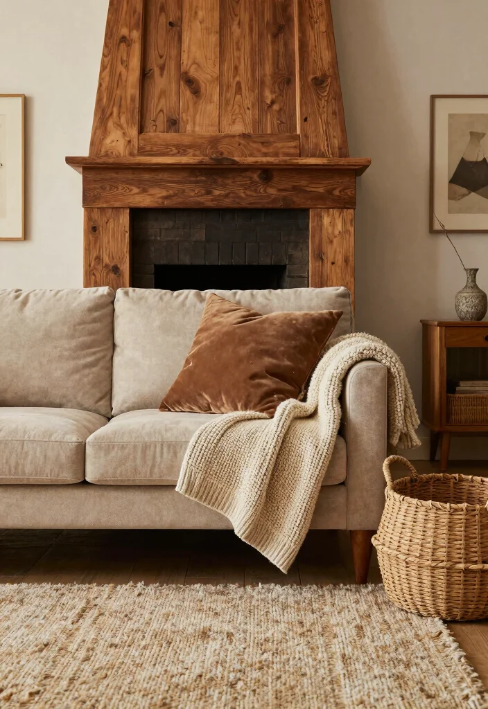 17 Chimney Living Room Ideas: Cozy Focal Point Designs - 13. Textured Layers: Combining Comfort and Style 1