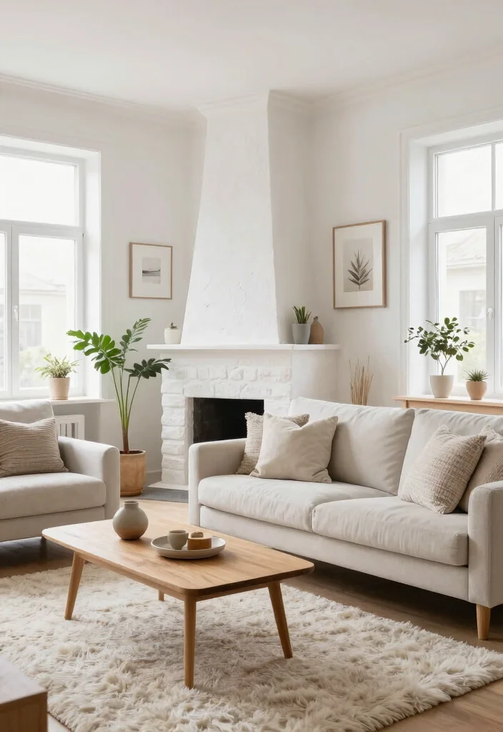 17 Chimney Living Room Ideas: Cozy Focal Point Designs - 3. Scandinavian Simplicity: Light and Airy 1