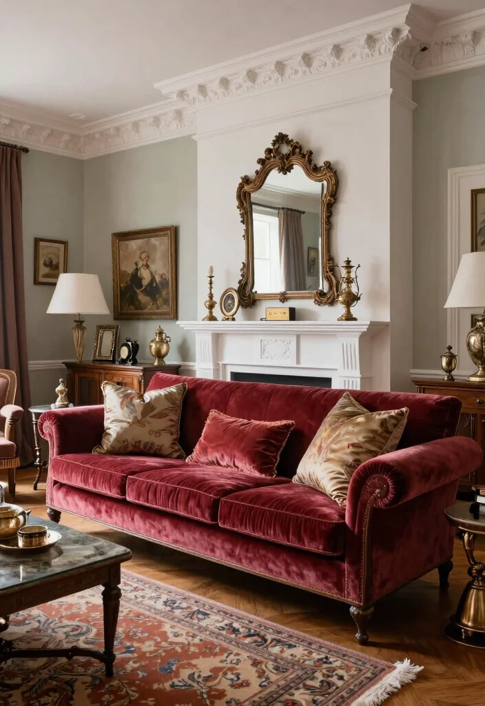 17 Chimney Living Room Ideas: Cozy Focal Point Designs - 6. Vintage Elegance: Classic and Timeless 1