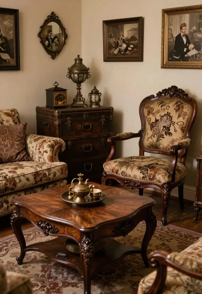 17 Goth Living Room Ideas: Dark, Moody, and Dramatic - 4. Vintage Furniture Finds 1