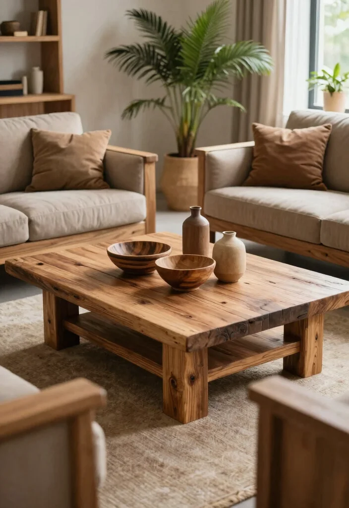 17 Living Room Accessories Ideas That Instantly Elevate Style - 3. Handcrafted Wooden Accents 1