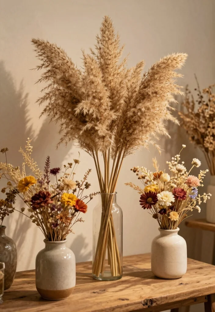 17 Living Room Accessories Ideas That Instantly Elevate Style - 5. Dried Flower Arrangements 1