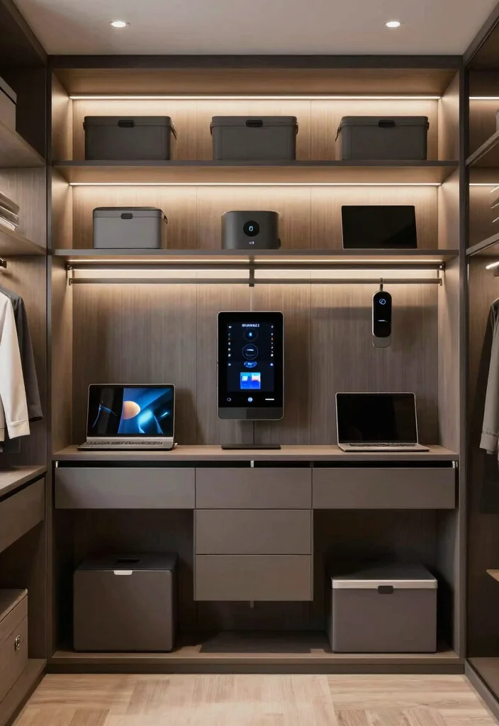 17 Living Room Closet Ideas for Hidden Storage Solutions - 14. Smart Tech Integration 1