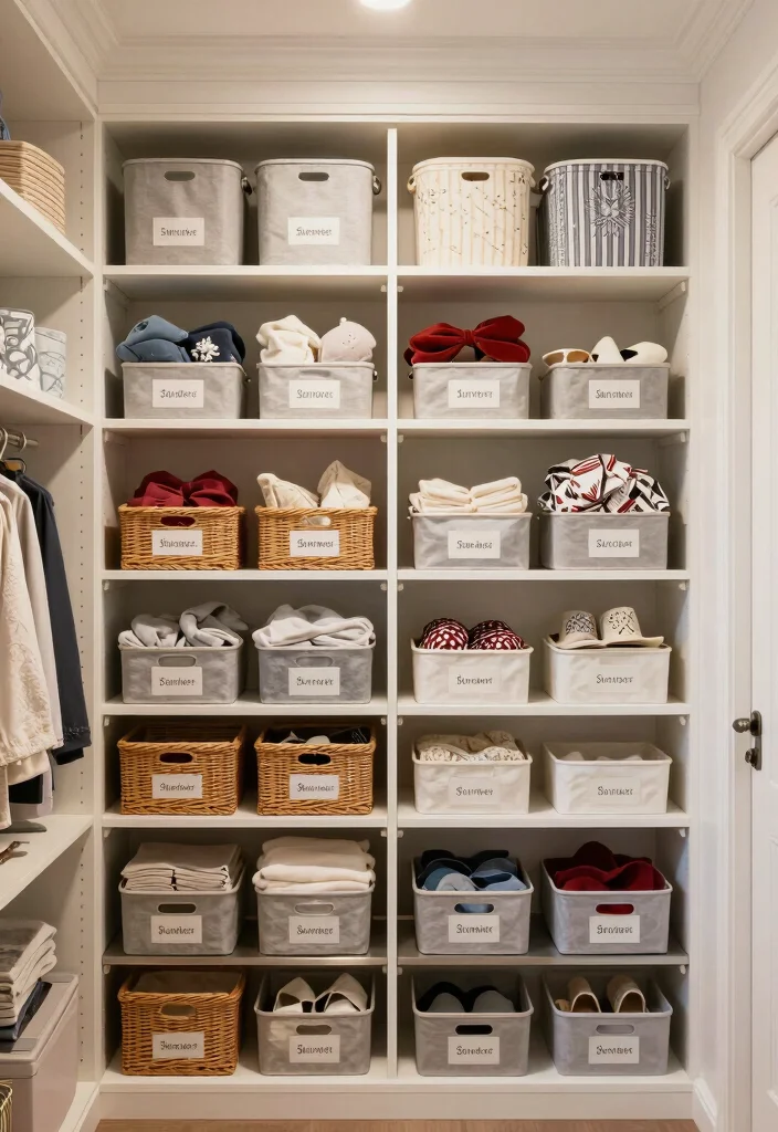 17 Living Room Closet Ideas for Hidden Storage Solutions - 15. Seasonal Storage Rotation 1