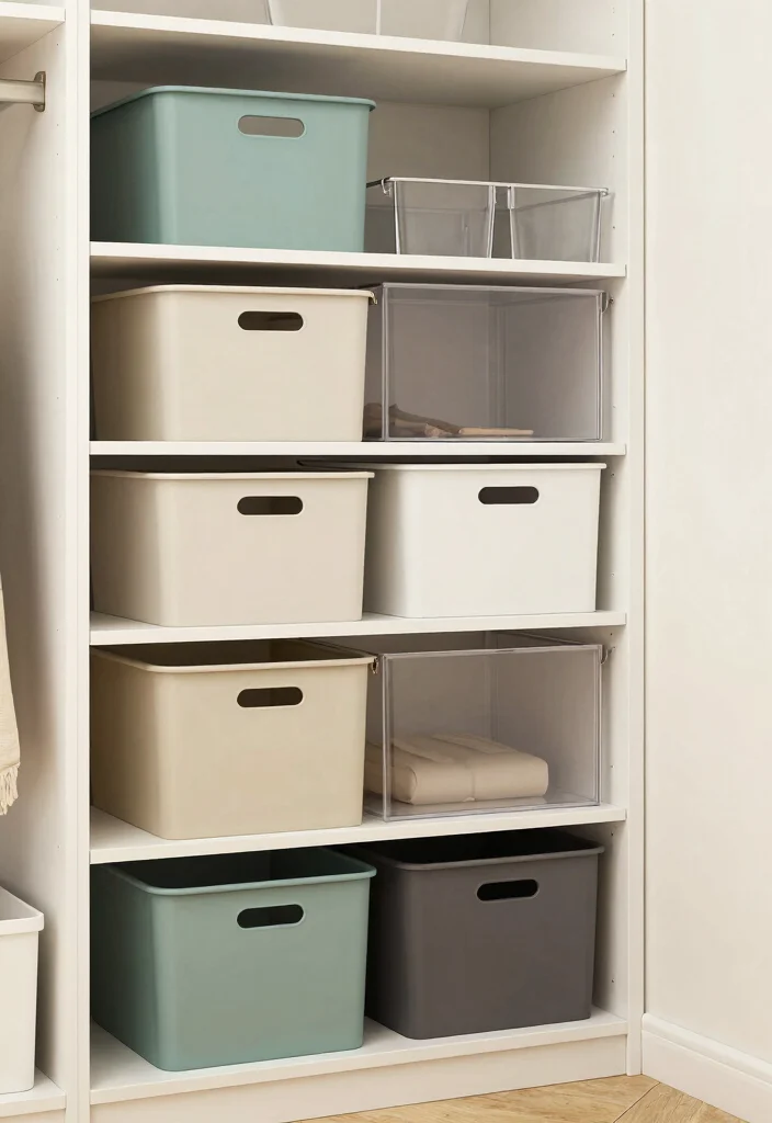 17 Living Room Closet Ideas for Hidden Storage Solutions - 9. Stackable Storage Solutions 1