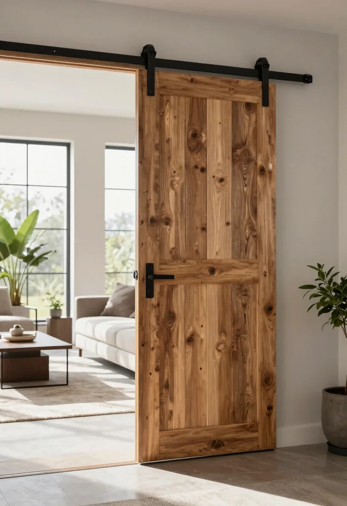 17 Living Room Separator Ideas for Smart Space Division - 6. Sliding Barn Doors 1