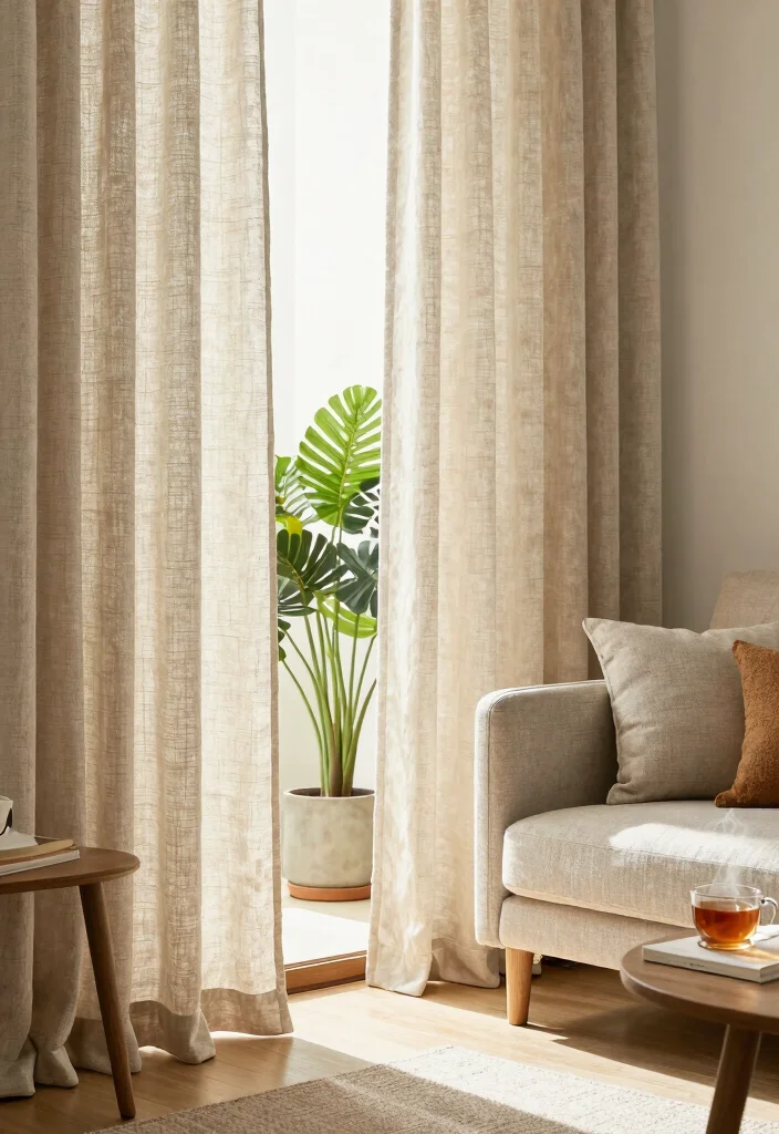 17 Living Room Separator Ideas for Smart Space Division - 7. Decorative Curtains 1