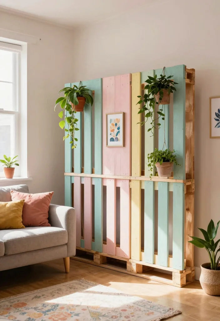 17 Living Room Separator Ideas for Smart Space Division - 9. Artful DIY Separators 1