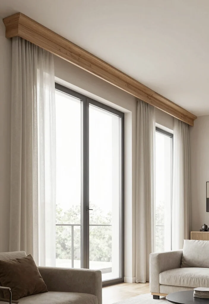 17 Living Room Window Decor Ideas Frame the View Beautifully - 15. Simple Window Cornices for Style 1