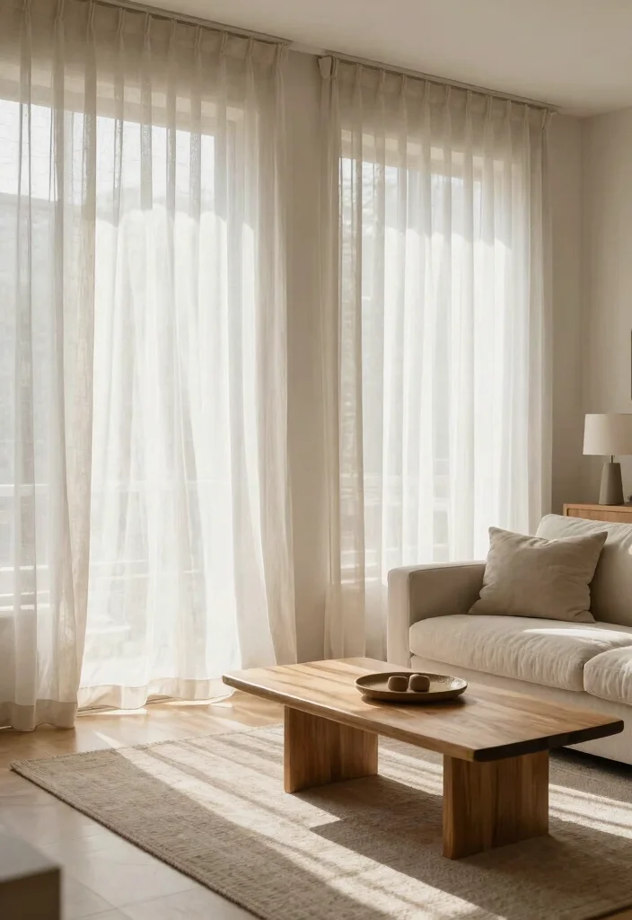 17 Living Room Window Decor Ideas Frame the View Beautifully - 2. Sheer Linen Curtains for Softness 1