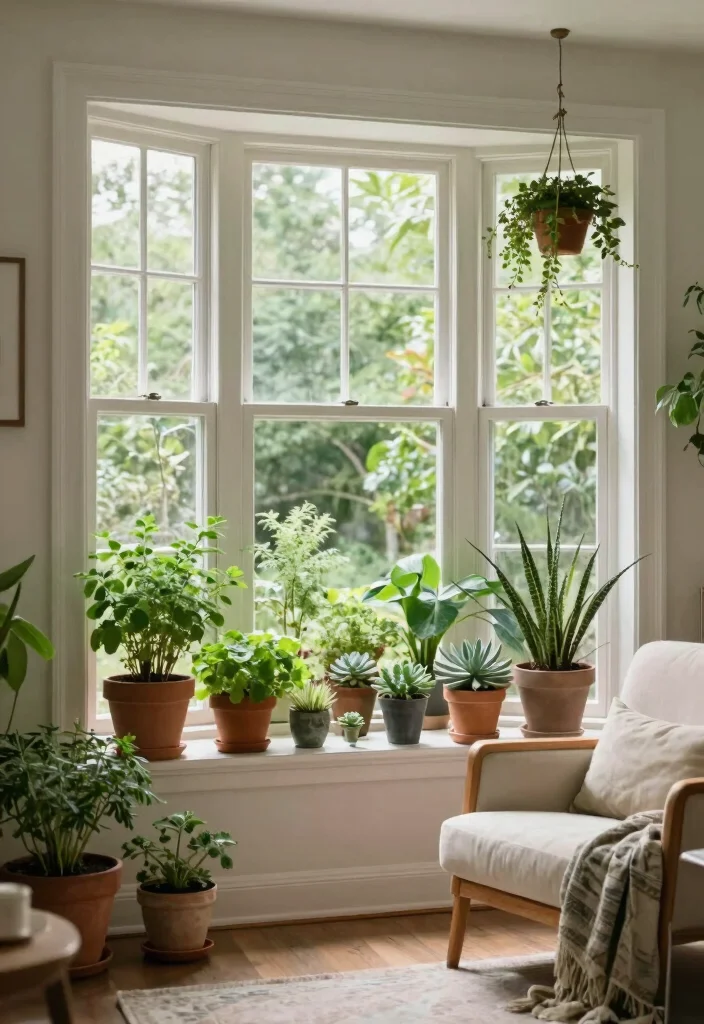 17 Living Room Window Decor Ideas Frame the View Beautifully - 8. Indoor Window Gardens 1