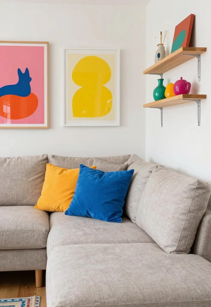 17 Narrow Living Room Design Ideas: Smart Space Solutions - 12. Colorful Accents 1