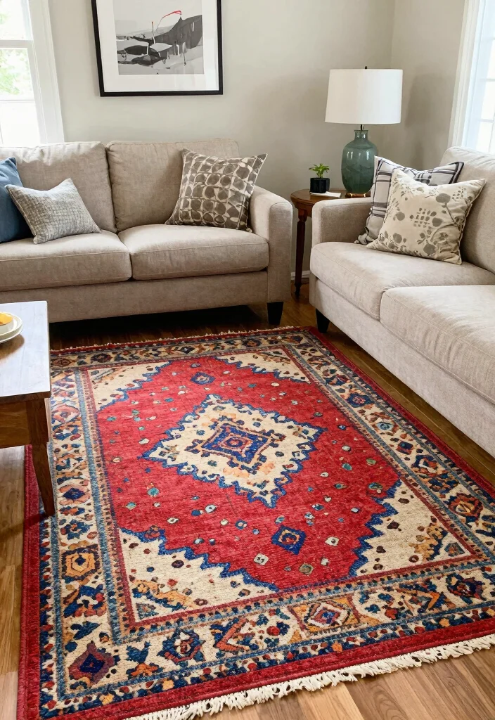 17 Narrow Living Room Design Ideas: Smart Space Solutions - 13. Area Rugs for Definition 1