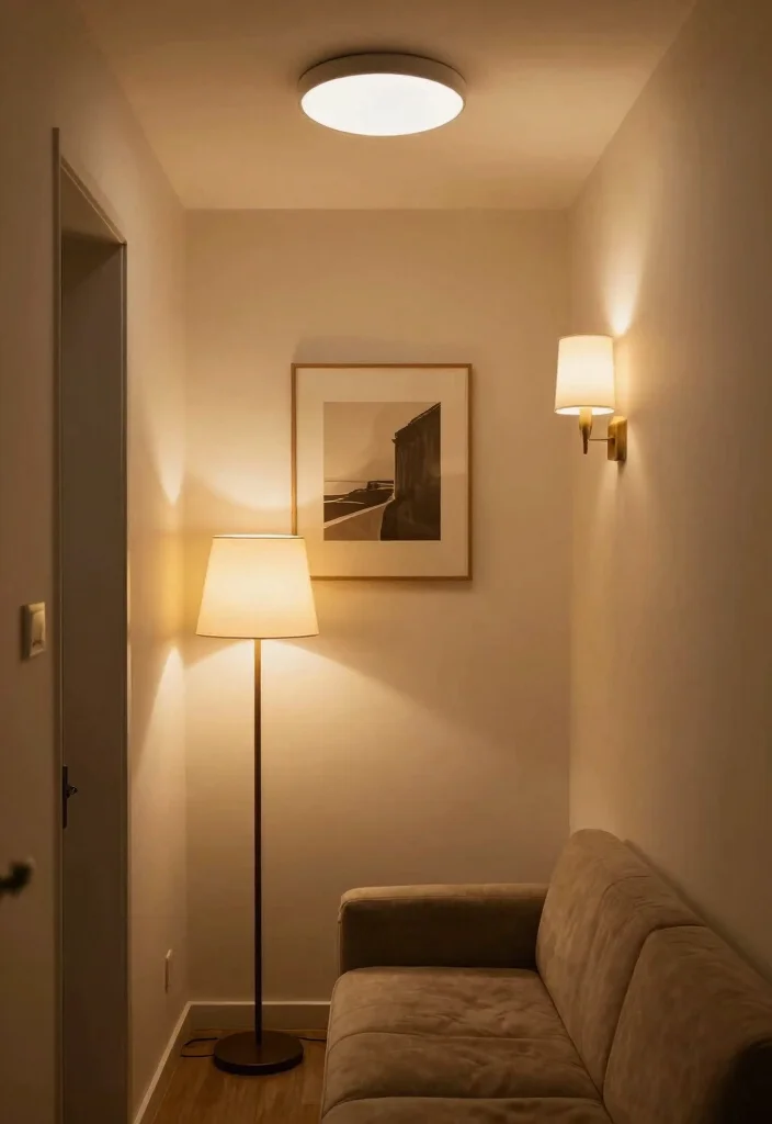 17 Narrow Living Room Design Ideas: Smart Space Solutions - 6. Layered Lighting 1