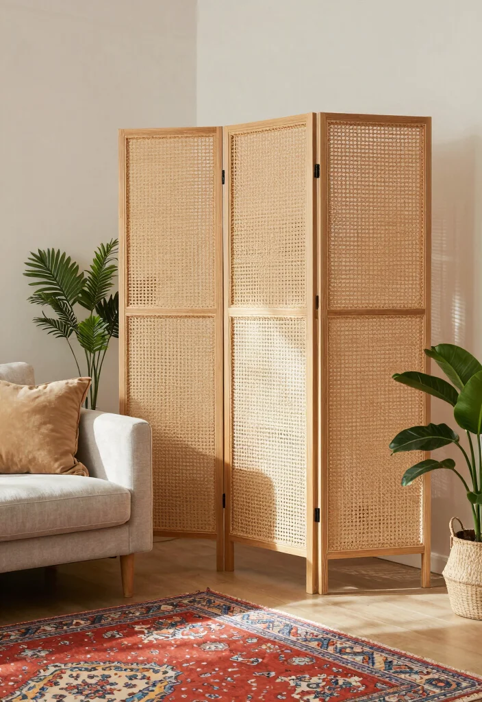 17 Second Living Room Ideas for Flexible Extra Spaces - 8. Stylish Room Dividers 1