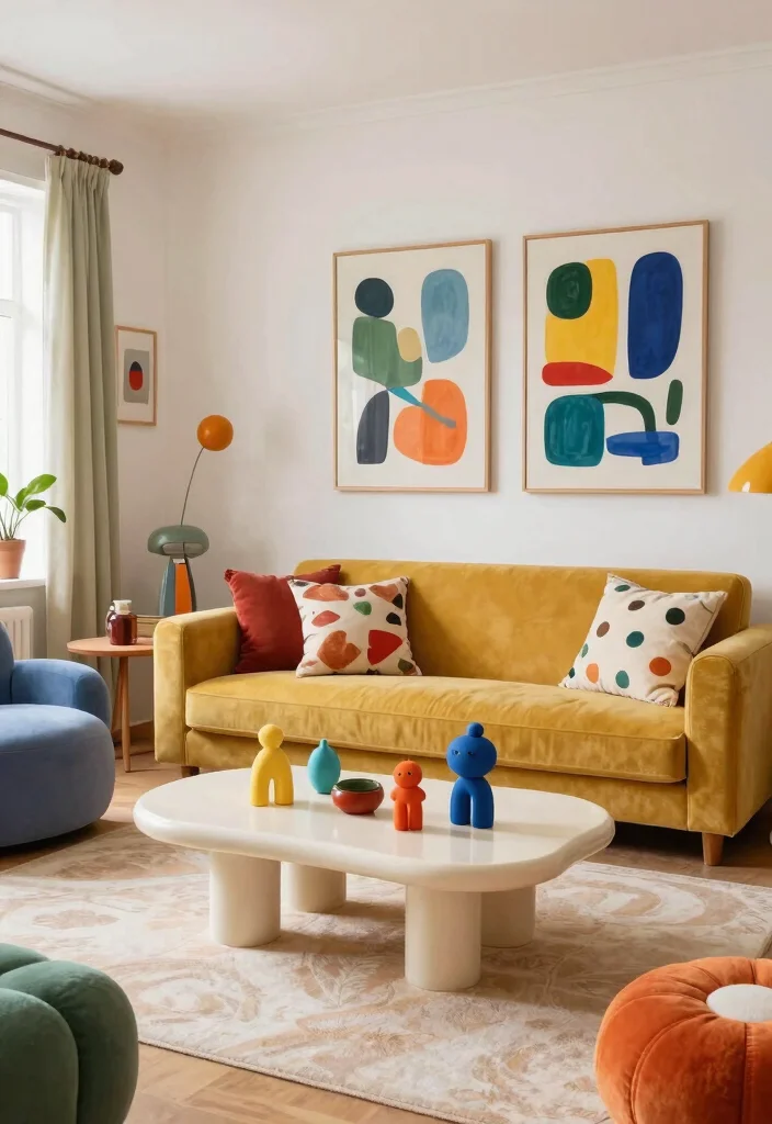 18 Colorful Living Room Inspiration Ideas Full of Personality - 14. Whimsical Touches 1