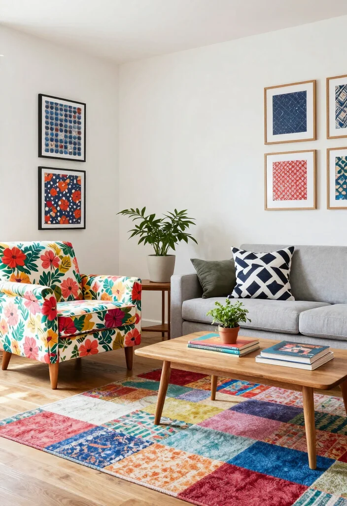 18 Colorful Living Room Inspiration Ideas Full of Personality - 2. Playful Patterns 1