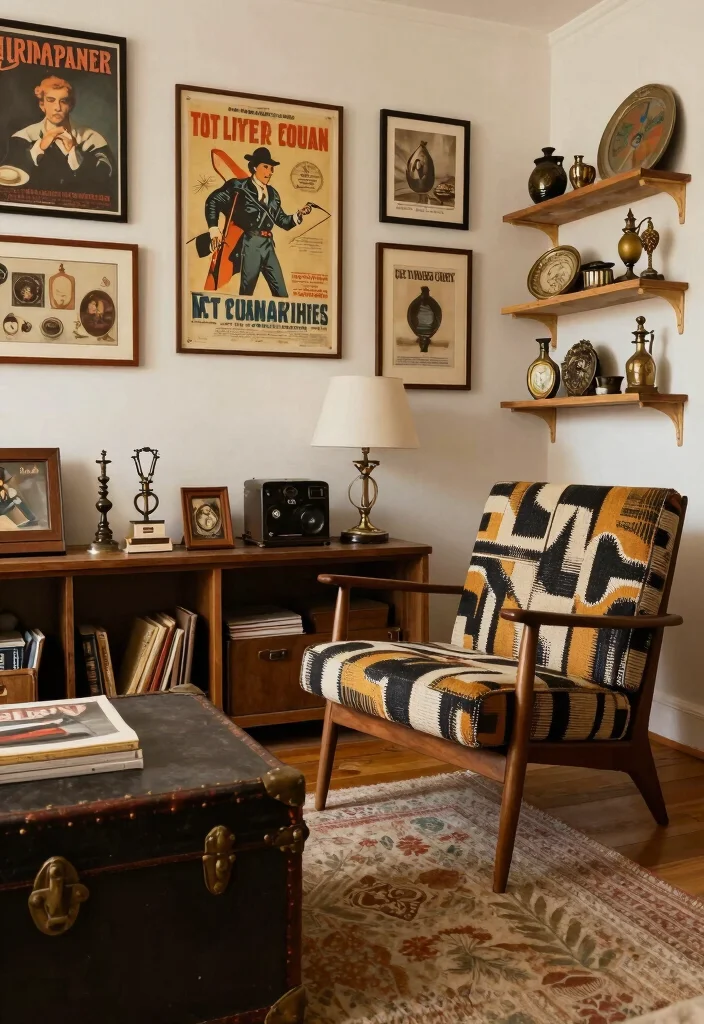 18 Colorful Living Room Inspiration Ideas Full of Personality - 5. Vintage Finds 1