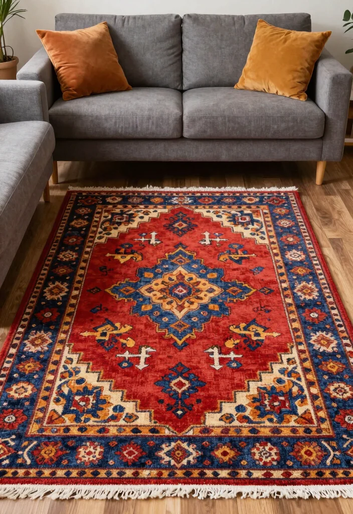 18 Indochine Living Room Ideas: Timeless East Meets West - 5. Statement Rugs 1