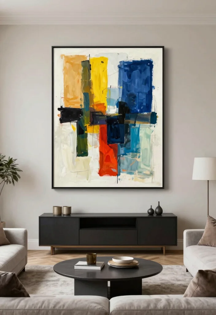 18 Living Room With TV Ideas Balanced Comfort and Style - 7. Statement Art Pieces 1