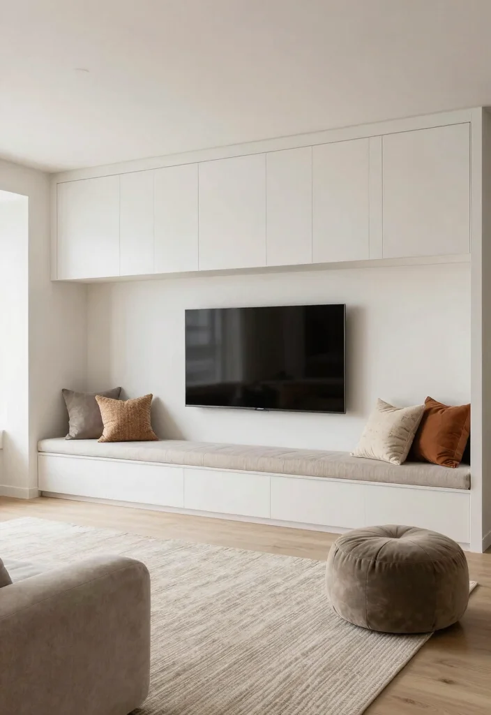 18 Living Room With TV Ideas Balanced Comfort and Style - 8. Integrated Seating 1