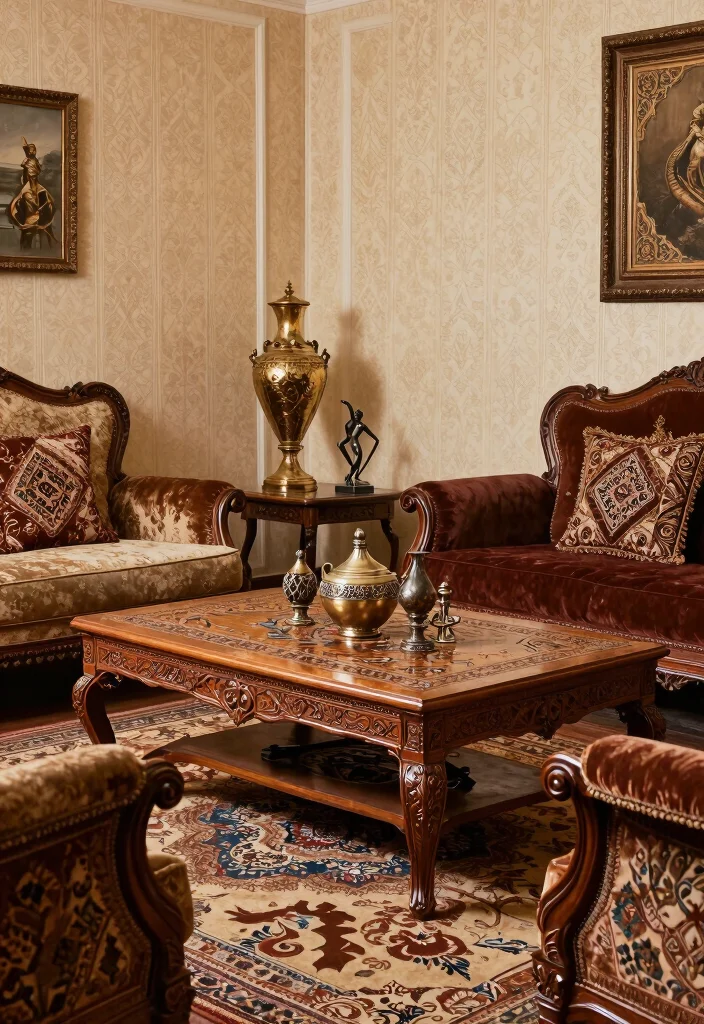 18 Persian Living Room Ideas: Rich Patterns and Heritage - 3. Showcase Ornate Furniture 1