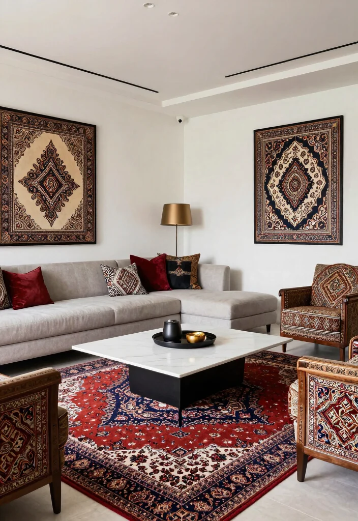 18 Persian Living Room Ideas: Rich Patterns and Heritage - 8. Marry Modern with Traditional 1