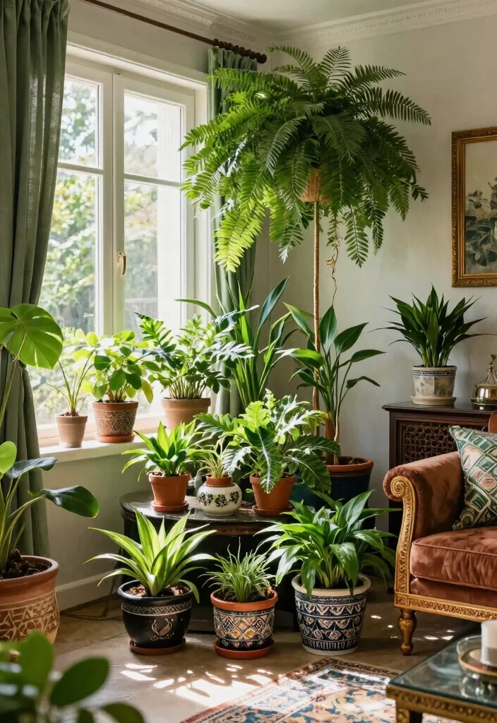 18 Persian Living Room Ideas: Rich Patterns and Heritage - 9. Incorporate Indoor Plants 1