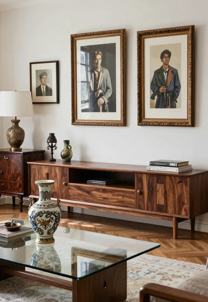 18 Transitional Living Room Ideas Perfect Balance of Styles - 4. Vintage Accents with Modern Lines 1