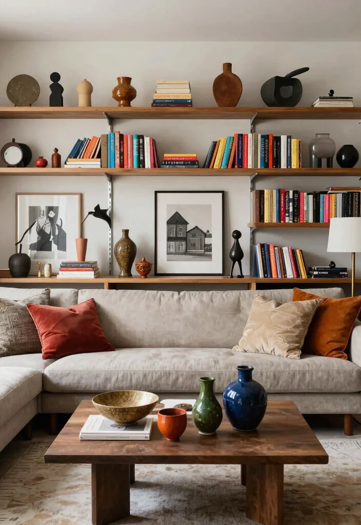 18 Transitional Living Room Ideas Perfect Balance of Styles - 6. Eclectic Accessories for Personality 1