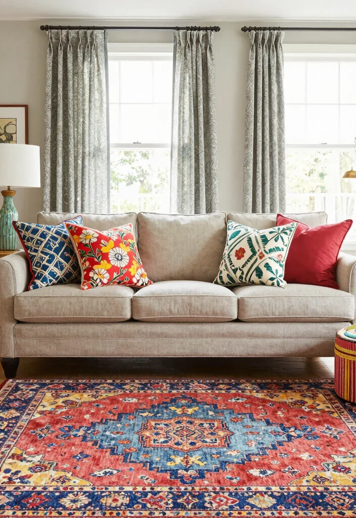 18 Transitional Living Room Ideas Perfect Balance of Styles - 7. Mix of Patterns and Prints 1