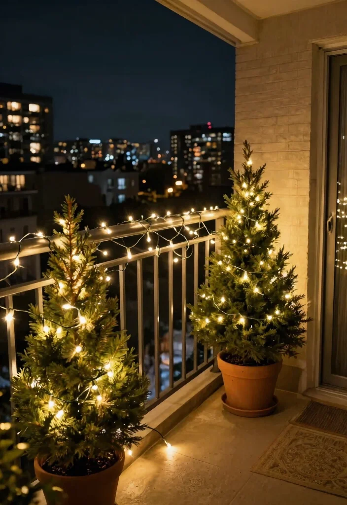 12 Balcony Christmas Decor Ideas for Apartments Without Outlets - 1. Battery-Operated Fairy Lights 1