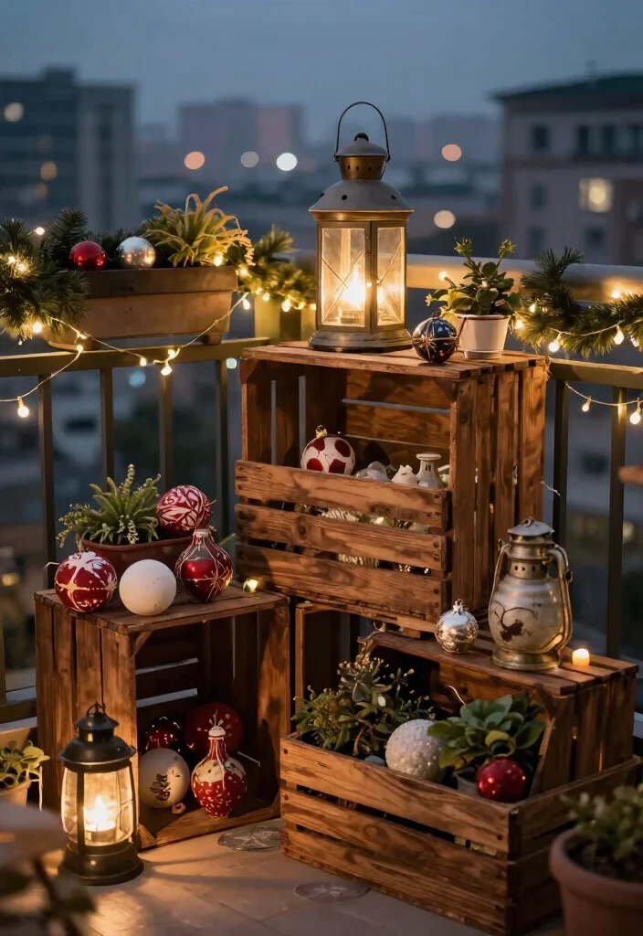 12 Balcony Christmas Decor Ideas for Apartments Without Outlets - 11. Vintage-Inspired Decor 1