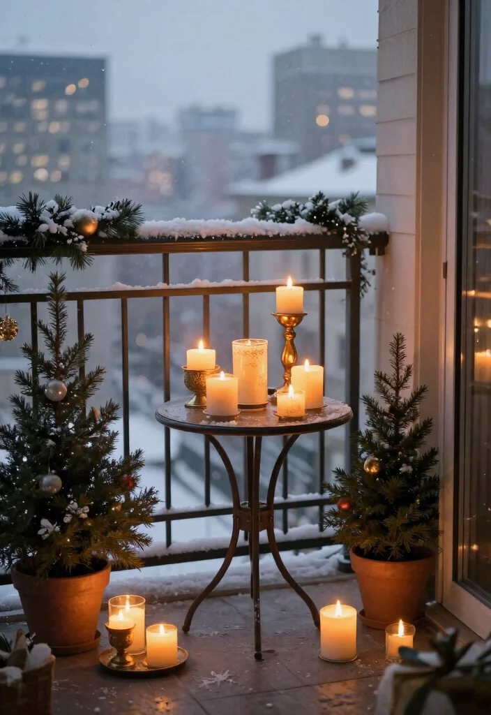 12 Balcony Christmas Decor Ideas for Apartments Without Outlets - 12. Seasonal Scented Candles 1