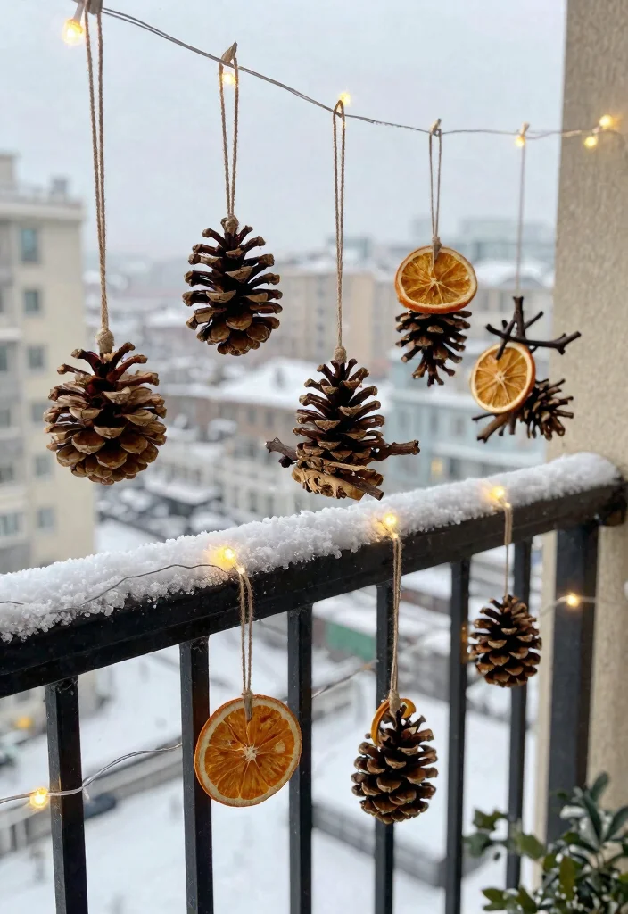 12 Balcony Christmas Decor Ideas for Apartments Without Outlets - 3. Handmade Ornaments 1